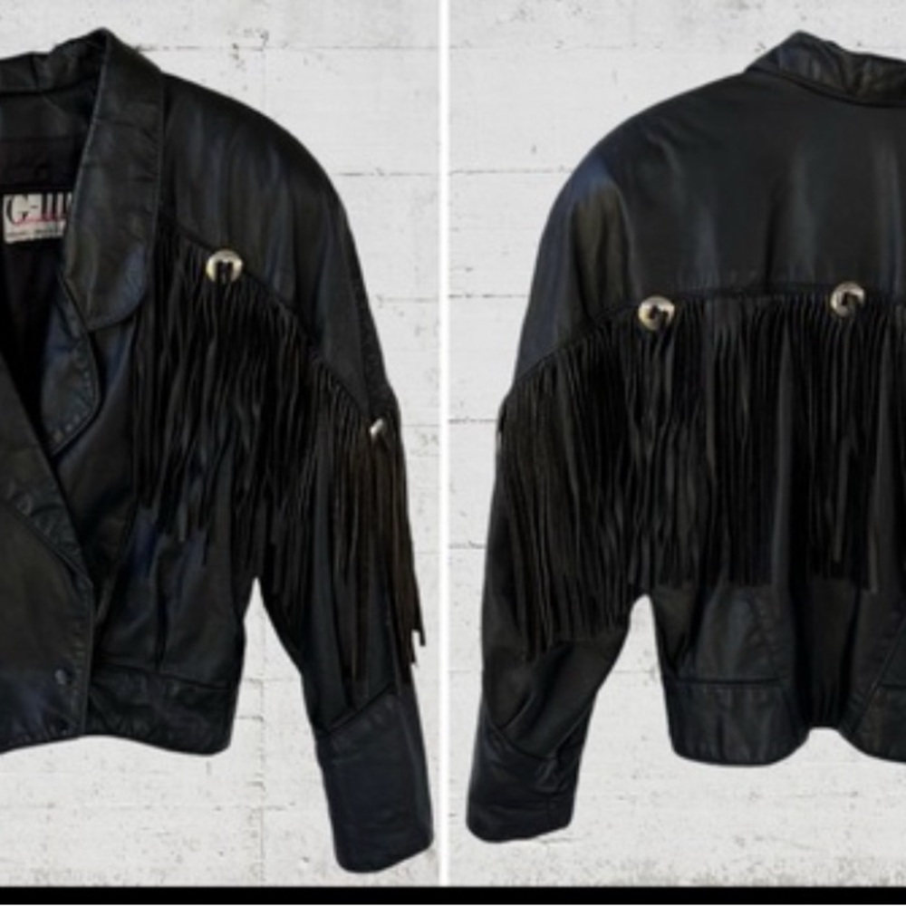 Black Fringe Leather Jacket